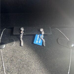 Lab-Created Diamond Drop Earrings - Silver Tone